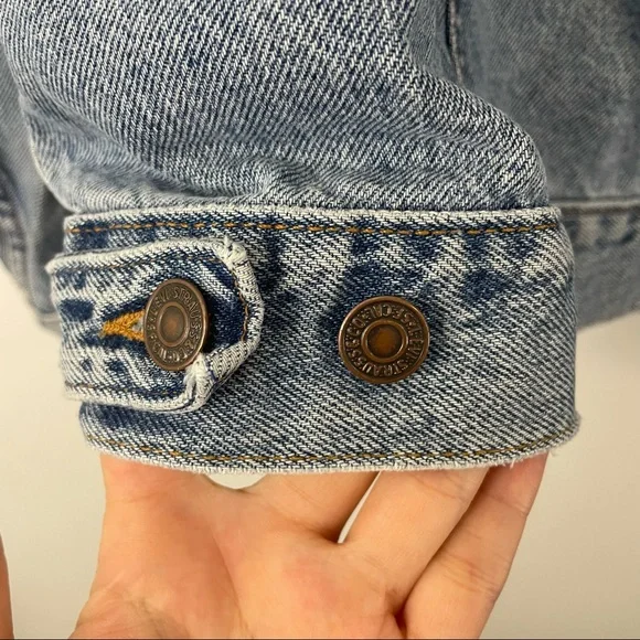 Vintage Levi’s Denim Jacket Harley Davidson Patch Size Large Trucker Streetwear - Picture 8 of 12